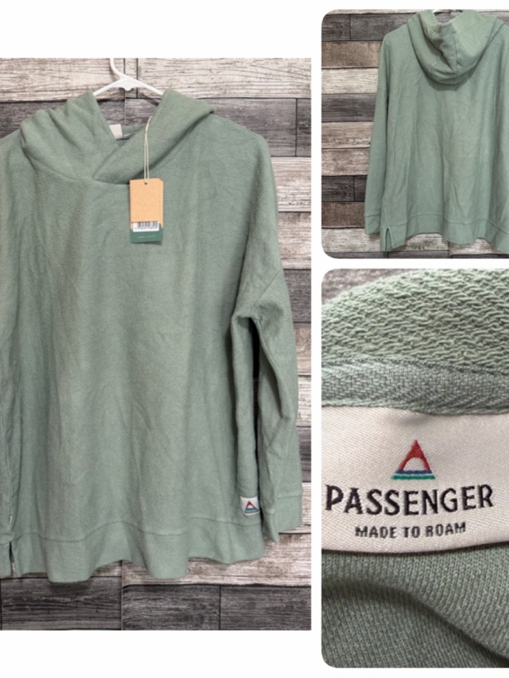 Passenger Made To Roam Clove Organic Cotton Textured Hoodie Women’s M Pistachio